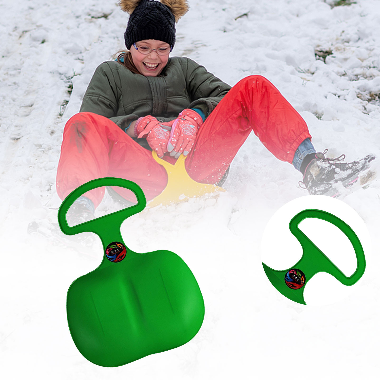 OAVQHLG3B Snow Sled Board Ski Scooter Kids Snow Toys for Outdoor  Sports,Cold-Resistant Kids Snowboard Snow Sleigh Kick Scooter with Strength  Handle for Snow,Grass,Sand 
